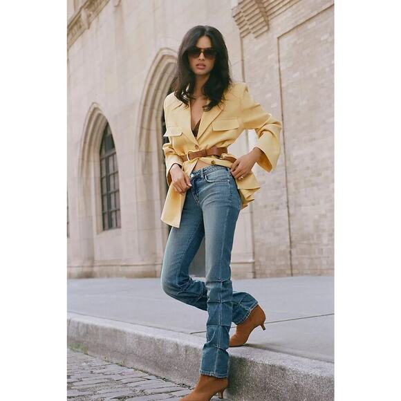 NWT Anthropologie Pilcro Low-Rise Ruched Boot Jeans Size 27 #8C404 - Picture 1 of 15